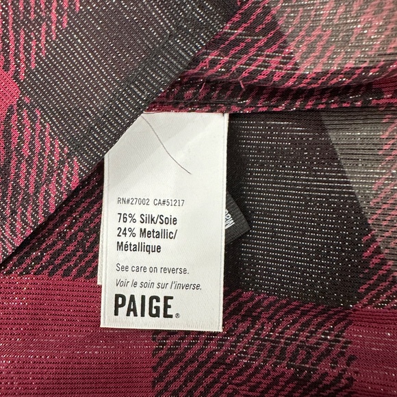 NWT Paige Black & Rumba Red Metallic Buff Check Shirt Size XL - Picture 8 of 8